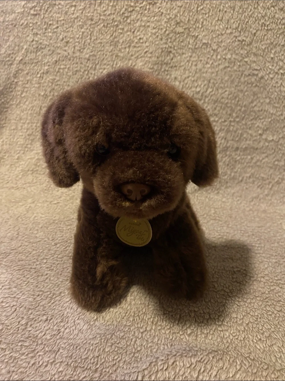 Plush Brown Puppy Stuffed Animal with Gold Tag
